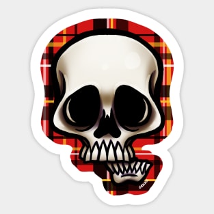 Red Plaid Skull Sticker